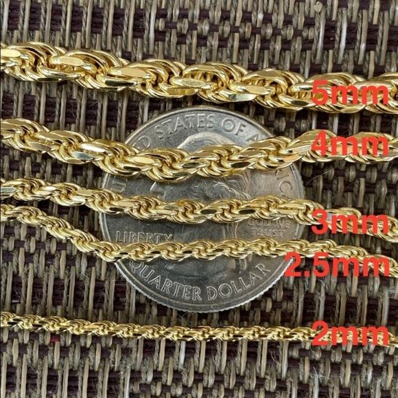Real Solid 925 Gold Rope Bracelet 2mm 7.5" - Multiple Sizes Available - Picture 2 of 5